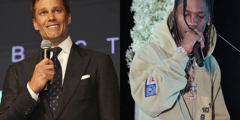 Travis Scott steht als erster in der Schlange für die Baseballkarte von Tom Brady, während der Hype um „Brady Day“ zunimmt.